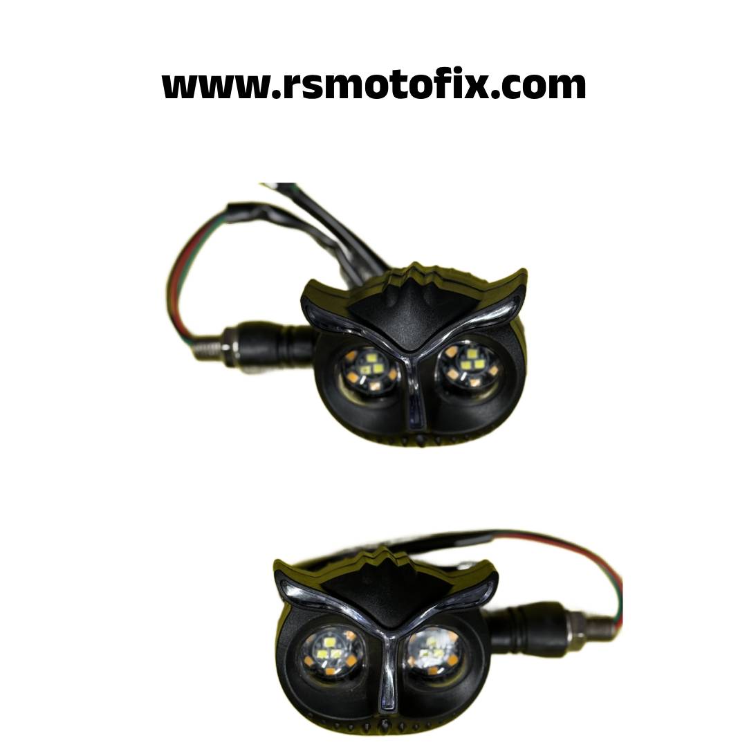 Motorcycle Owl Shape LED Turn Signal with Fog Light – Universal, Long-Lasting & Powerful