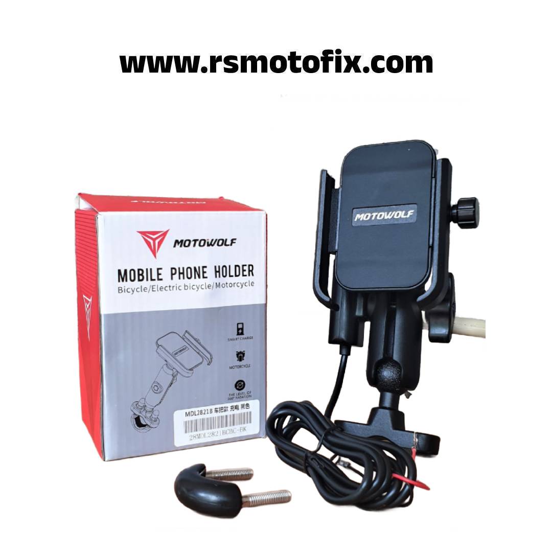 Motowolf Universal Metal Mobile Holder - Handlebar & Mirror Mount