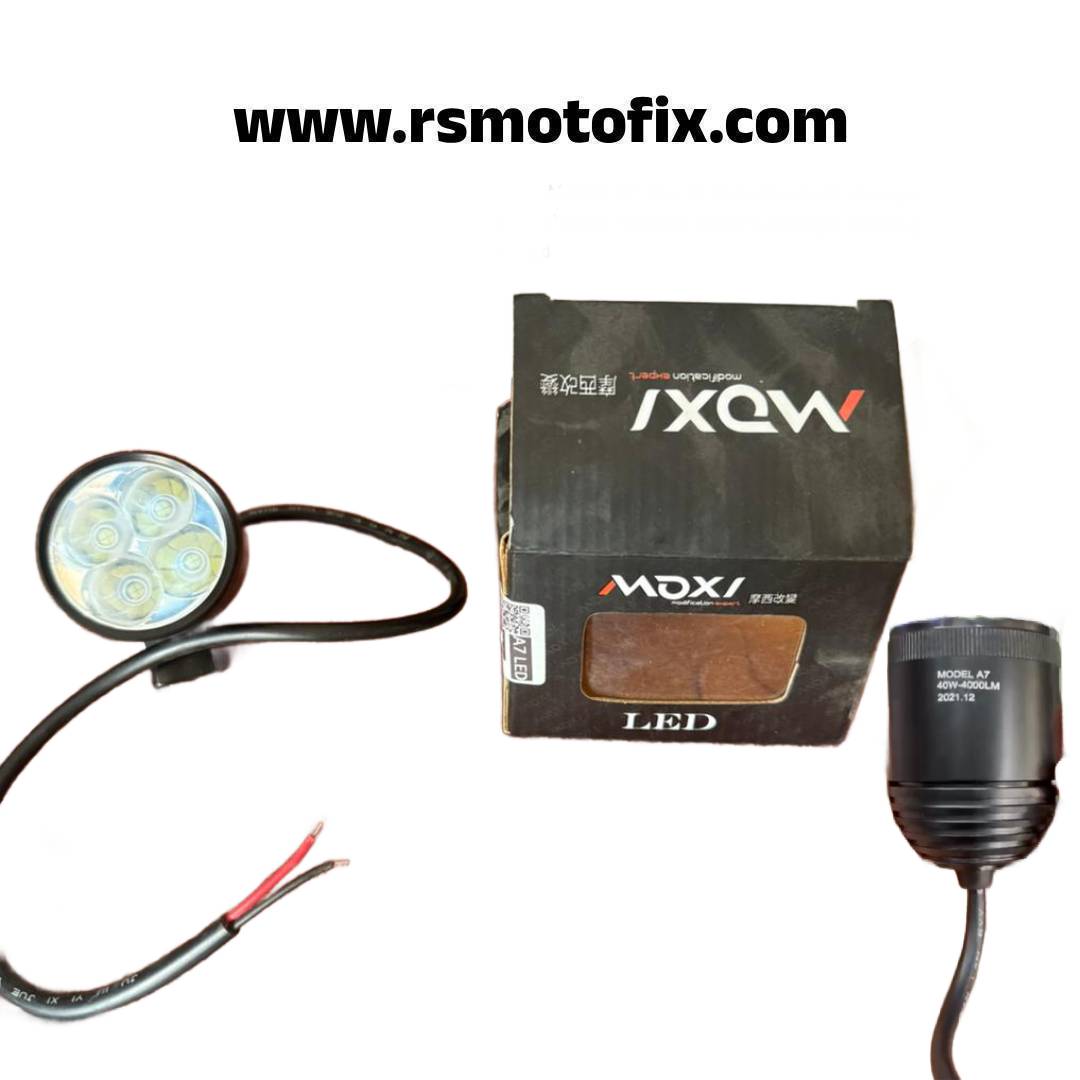 Moxi A7 LED Fog Light for Motorcycles - Universal Aluminum 4-LED Auxiliary Headlight